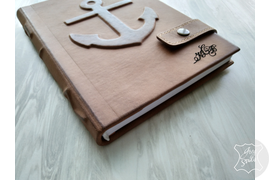 ежедневник из натуральной кожи, тиснение якоря на обложке, идеальный подарок 