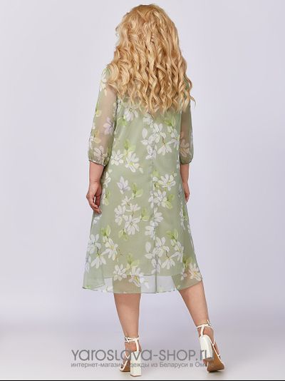Шифоновое платье А-силуэта нежно-зеленого оттенка