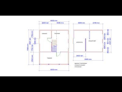 Д-11 ДАЧНЫЙ ДОМ ИЗ БРУСА: ГАБАРИТНЫЕ РАЗМЕРЫ: (6,5Х6М), ОБЩАЯ ПЛОЩАДЬ: 54,5М²
