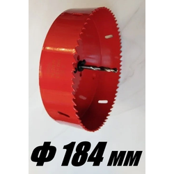 Коронка биметаллическая диаметр 184 мм глубина 40 мм крупный зуб по дереву металлу и пластику