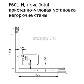 Установка печи Jotul F601 к негорючей стене, какие отступы