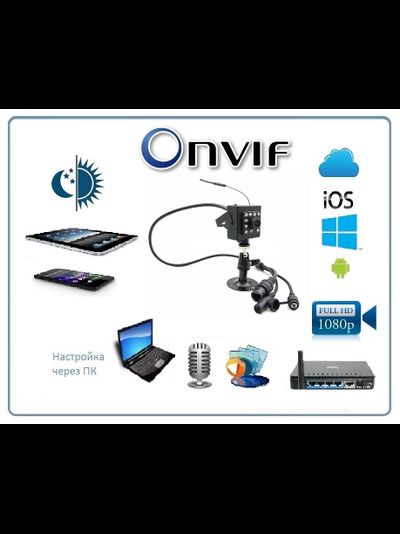 Охранная IP WiFi-LAN видеокамера с ночным видением и аудиоканалом, встроенный DVR. Full HD (CamHi)