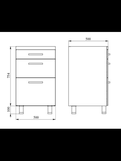 Тумба металлическая с ящиками на опорах ТМЯ-3.0 Люкс