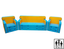 Детская игровая мебель "Комфорт - ЛОНГ" голубой / желтый
