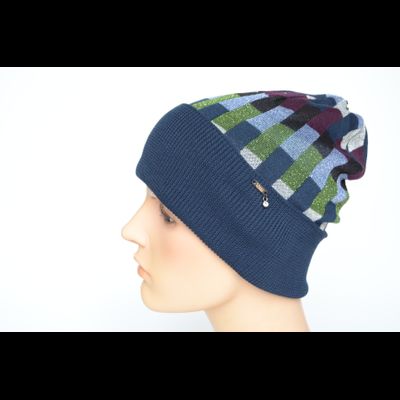 Шапка Vizio Италия 1210 CRY синяя с отворотом