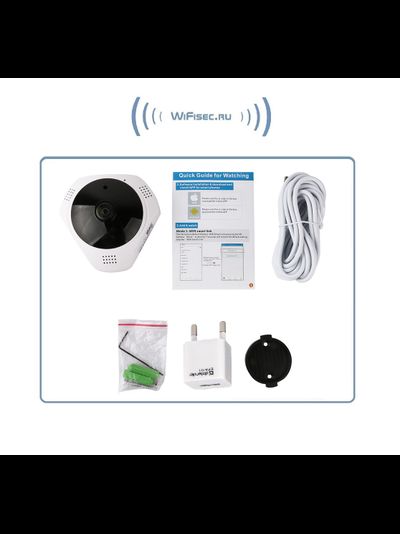 DBPOWER_SS. Потолочная - настенная WiFi видеокамера панорамная с DVR (fish_v380_W),  HD 960P (V380 Pro)