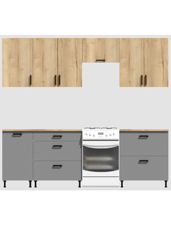 Кухня Эконом 2,1 метра (1300х800) Цвет: Дуб Вотан/Базальт