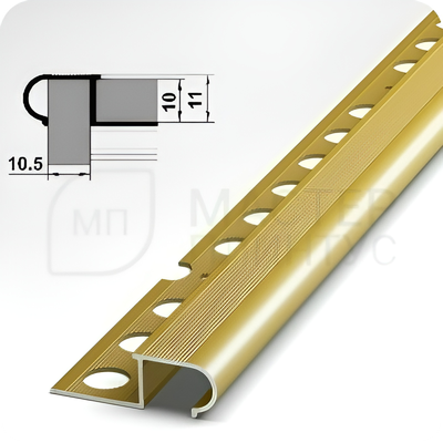 Профиль окантовочный для ступеней из плитки Лука ПУ 08.2700.02л Золото