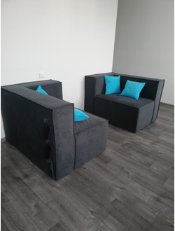 Диван бескаркасныйс240см велюр графит