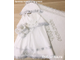 Крестильный набор для девочки модель "Виктория": платье, чепчик, махровое полотенце 100х100см с кружевом и капюшоном; размеры на 62, 68, 74, 80 рост, можно вышить любое имя