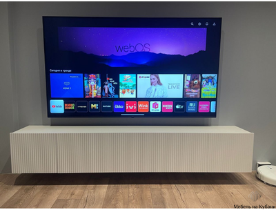 Сканди тумба под ТВ Белый/Белый Глянец