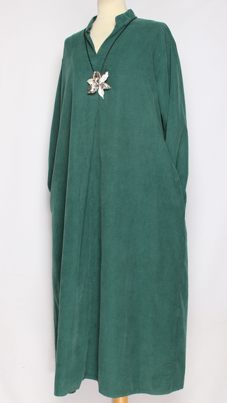 Платье Бохо вельветовое "СТОЙКА ЗАЩИП" малахит до р.52