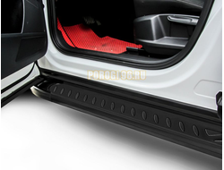 Пороги алюминиевые "Elite Black" 1700 черные Slitkoff для Mitsubishi OUTLANDER (2012-2014)