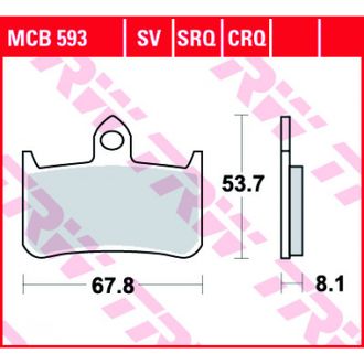 Тормозные колодки TRW MCB593 для Honda (Organic Allround)