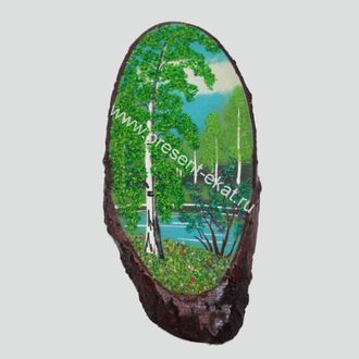 Картина из камня на срезе дерева, разные размеры