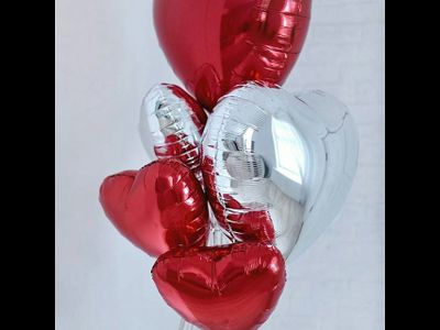 Шар (18''/46 см) Сердце, Серебро