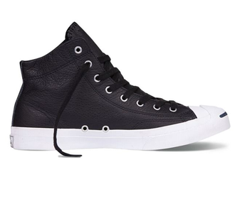 Кеды Converse Jack Purcell leather черные высокие кожаные