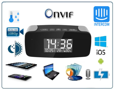 WiFi видеоняня/охранная видеокамера с информатором времени, температуры и влажности в помещении, с DVR, Full HD (TinyCam)