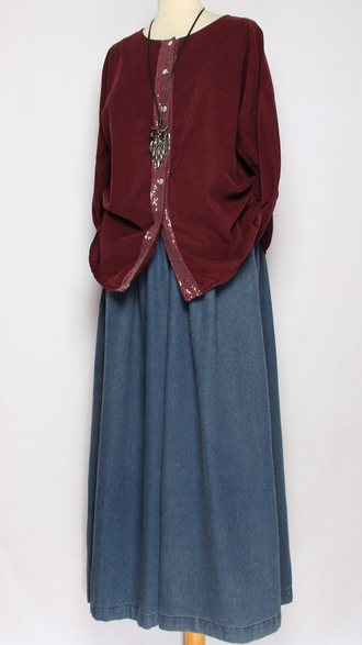 Рубашка "Вельвет пайетки"винный