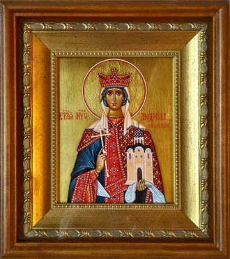 Людмила Чешская, святая мученица, княгиня. Рукописная икона.