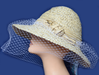 Шляпа с вуалью летняя Vizio Италия 5721 FF2 бежевая