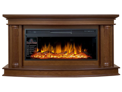 Линейный электрокамин Rome каштан с очагом Vision 42 LOG LED