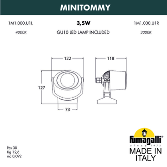 Светильник настенный Fumagalli MINITOMMY 1M1.000.000