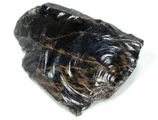 Обсидиан черно-коричневый, необработанный образец, Армения (82*59*20 мм, вес: 92 г) №26517