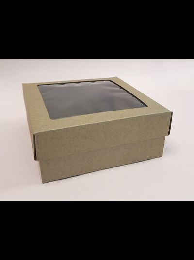 Короб 250*250*100мм (FEFCO 0331k, крышка 40мм, пластиковое окно ПЭТ)