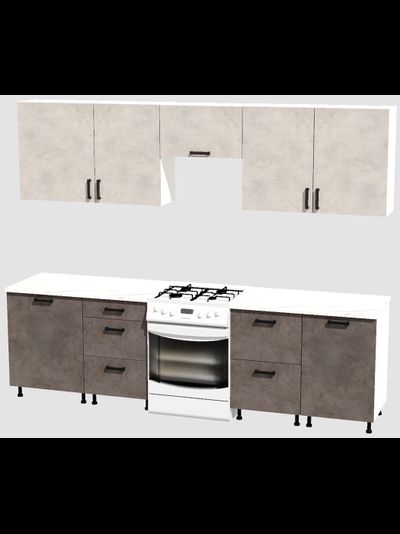 Кухня Эконом 2,1 метра (600х450х600х450) Цвет: Цемент светлый/Цемент темный