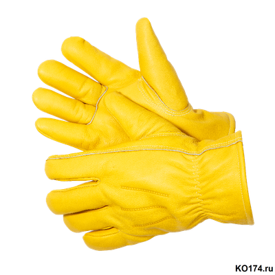 Перчатки цельнокожаные утепленные желтого цвета Force GOLD Zima, утеплитель мутон