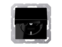 Jung A1520KLSW Розетка немецкий стандарт с крышкой, цвет черный