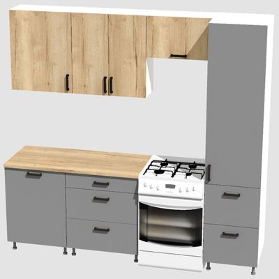 Кухня Эконом 1,8 метра с колонкой (1300х500) Цвет: Дуб Вотан/Базальт