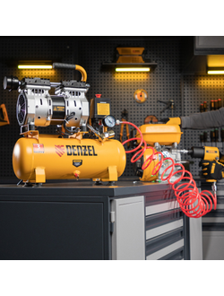 Компрессор DLS650/10 безмаслянный малошумный 650 Вт, 120 л/мин, ресивер 10 л Denzel