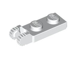 Hinge Plate 1 x 2 Locking with 2 Fingers on End Undetermined Type, White (44302)