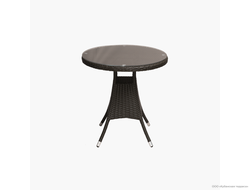 Стол Кипр круглый кофейный/стекло 70 см из ротанга