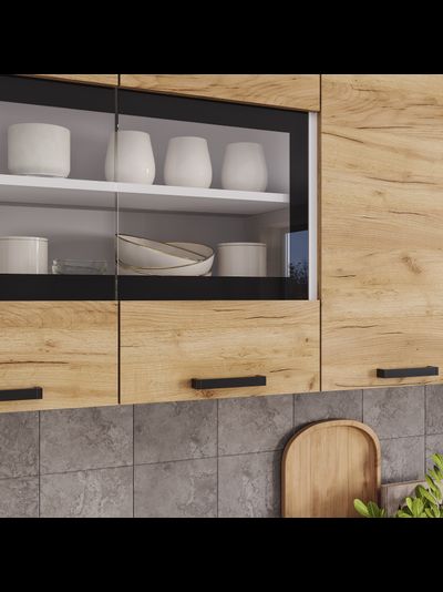 Крафт 2,0м кухонный гарнитур Тип 2 Графит / Крафт