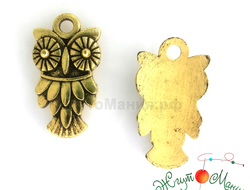 ПОДВЕСКА В ТИБЕТСКОМ СТИЛЕ "СОВА" - 20*11мм - АНТИЧНОЕ ЗОЛОТО