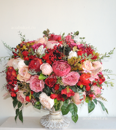 Цветочная композиция из искусственных растений и цветов - Аллегра энергичная №КВВ018/Купить для дома