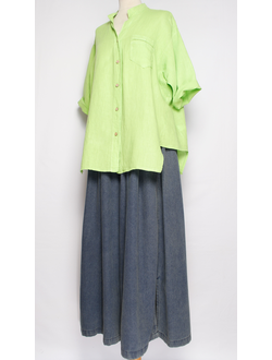 Рубашка лён "СТОЙКА МЕРЕЖКА" лайм  р.50-56