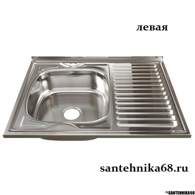 Нержавеющая кухонная накладная мойка MIXLINE 60х80 0,6мм правая левая выпуск 3 1/2 с сифоном глубина 16см