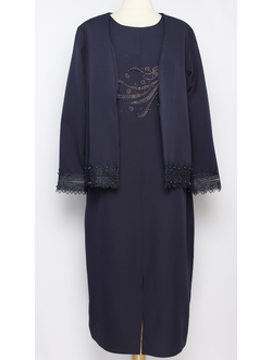 КОСТЮМ  "ДВОЙКА1 платье и жакет синий р.48-54