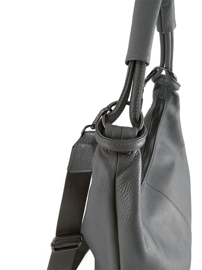 (АРТИКУЛ: 9429) СУМКА МЕШОК, БОЛЬШАЯ, НАТУРАЛЬНАЯ КОЖА, СЕРАЯ, ЧЕРЕЗ ПЛЕЧО, С ТЕКСТИЛЬНЫМ РЕМНЕМ