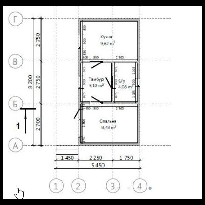 Одноэтажный каркасный дом с одной спальней 39м² (SK42)