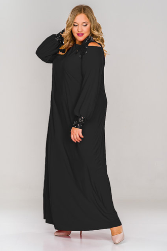 Вечернее Платье с открытыми плечами 1517501 -черный (48-68).
