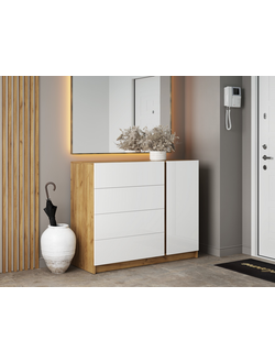 Бостон Комод КМ-001 МДФ Дуб крафт золотой/Глянец белый