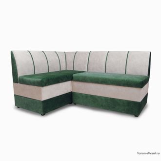 Кухонный Угловой диван "Форум-8" Зеленый/Слоновая кость Левый