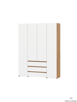 Некст Шкаф 4-створчатый Дуб Золотой / Белая шагрень