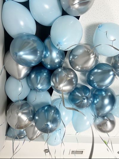 10 шаров Голубой Синий хром Серебро хром