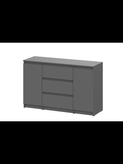 Денвер Комод 3 ящика двухстворчатый Графит серый